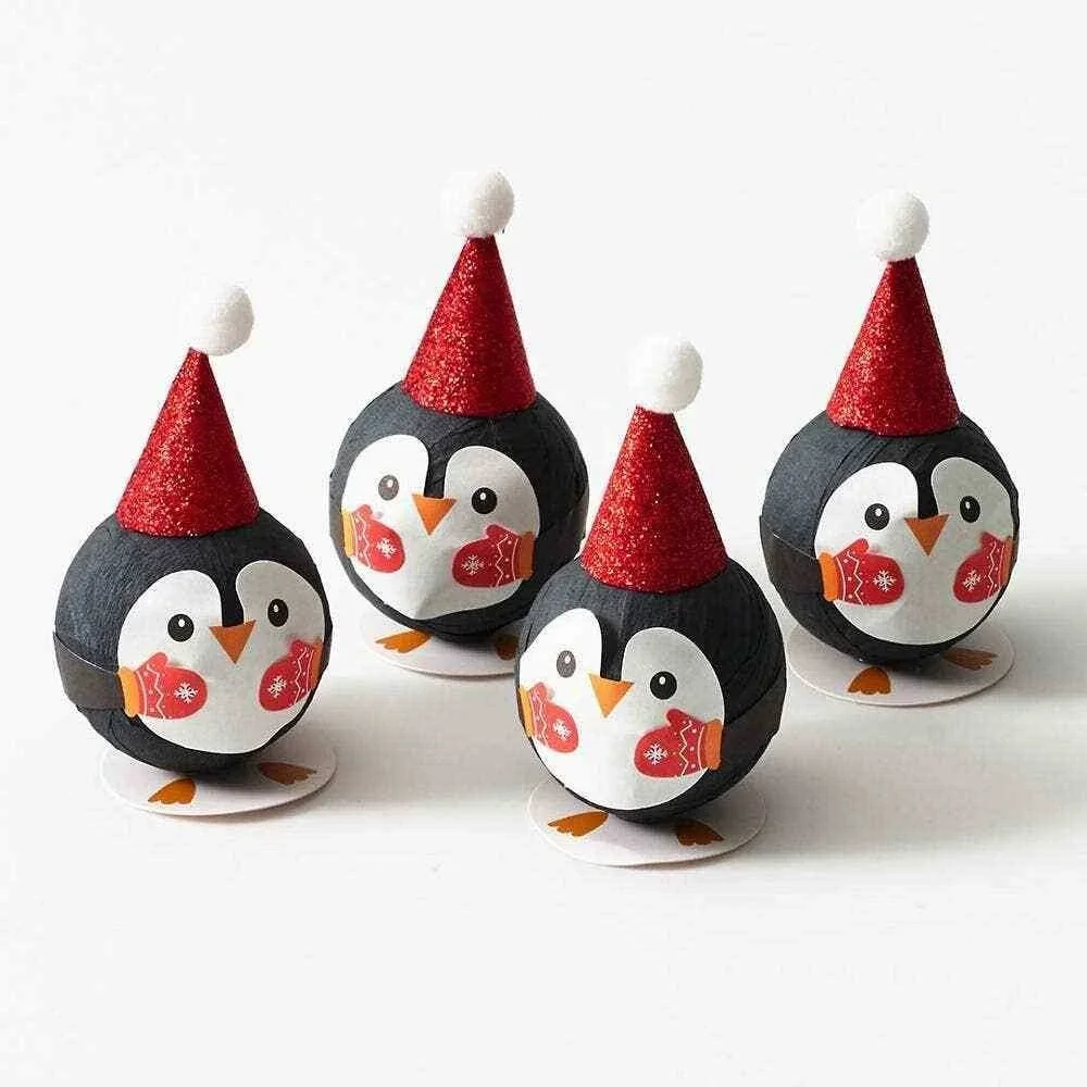 Penguin Surprise Balls Set of 4 Holiday Christmas Gift‎